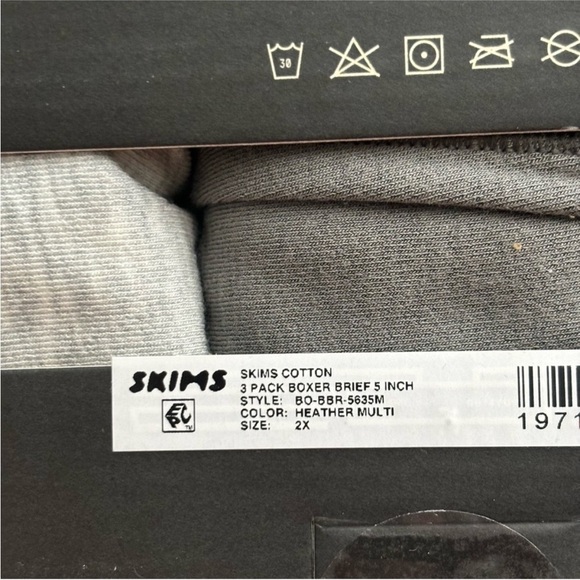 SKIMS Men’s 5” Boxer Brief 3-Pack Multi Pack Gray Size 2X New in box - Picture 6 of 9